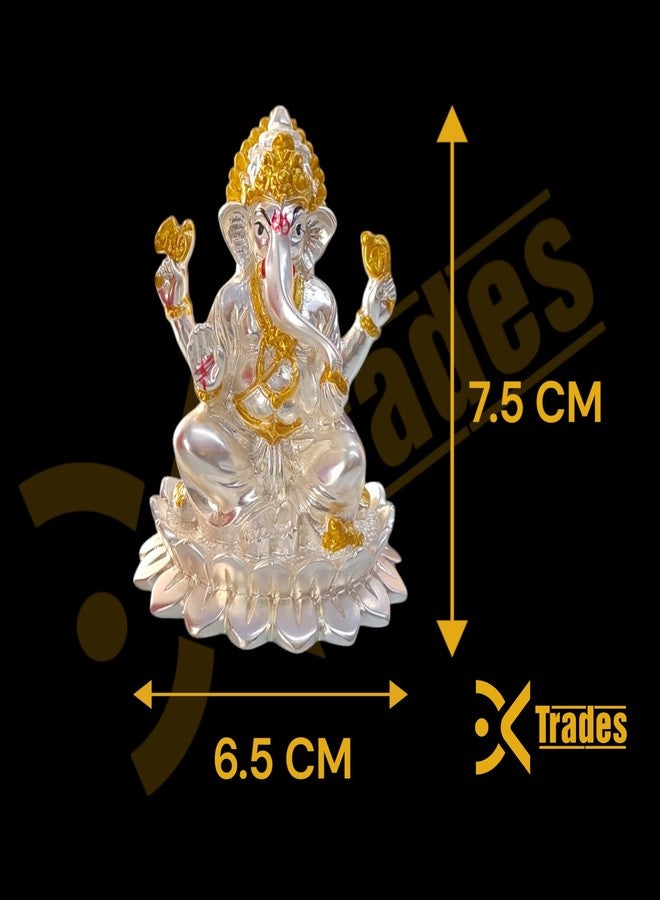DK trades - Pure Gold and Silver Coated Beautiful and Detailed Murti Idol for Pooja - Divine Laxmi & Ganesh Ji Idol Symbolizing Prosperity and Wealth (Laxmi & Ganesh Ji) - Image 4